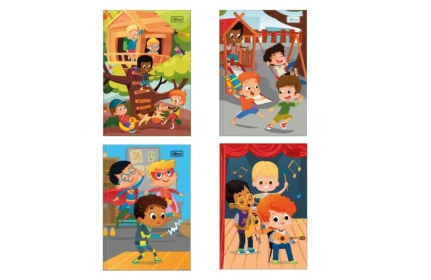 CADERNO 1/4 CAPA DURA COSTURADO 48F KIDS MASCULINO 140X200MM SORTIDO - UNIDADE | TILIBRA