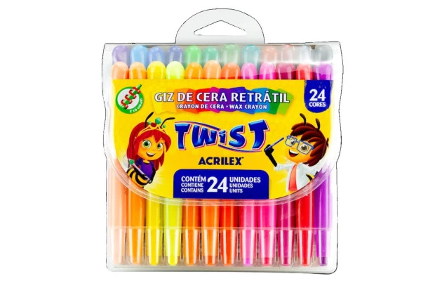 GIZ DE CERA RETRÁTIL 24 CORES TWIST ACRILEX 9030