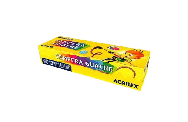 TINTA GUACHE 12 CORES 15ML CADA ACRILEX ABELHINHA 2012