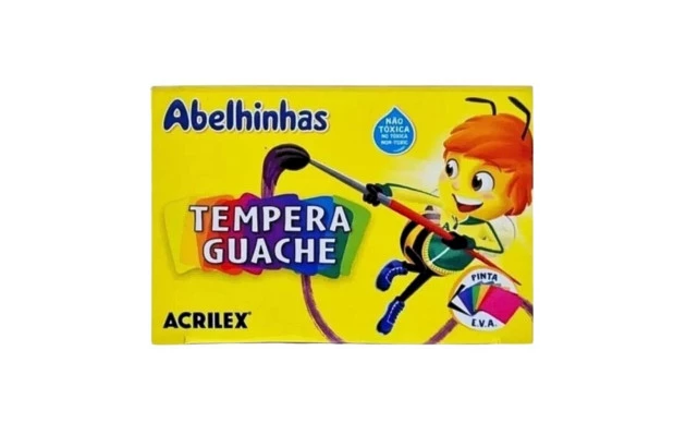 TINTA GUACHE 6 CORES 15ML CADA ACRILEX ABELHINHA 2020