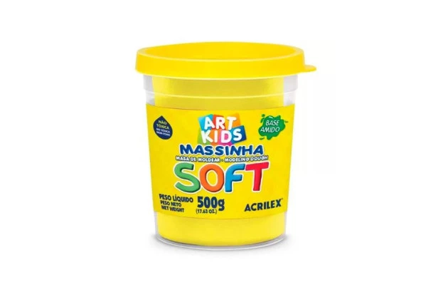 MASSA DE MODELAR SOFT 500G AMARELO LIMÃO 102 ACRILEX