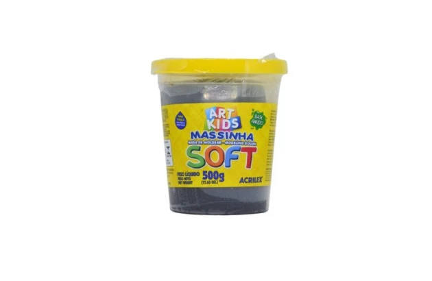 MASSA DE MODELAR SOFT 500G PRETO 520 7350 ACRILEX
