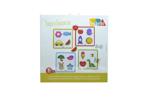 BRINQUEDO ENCAIXE TOQUE E ENCONTRE 17 PEÇAS BABEBI MDF