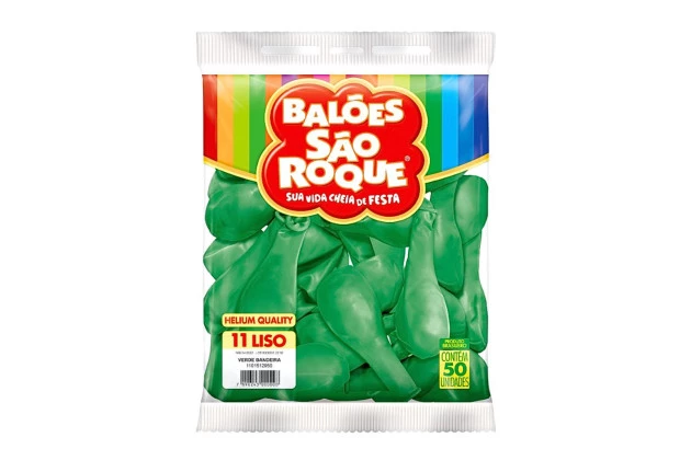 BALÃO LISO 11 POLEGADAS VERDE BANDEIRA HELIUM QUALITY 50 UNDS SÃO ROQUE