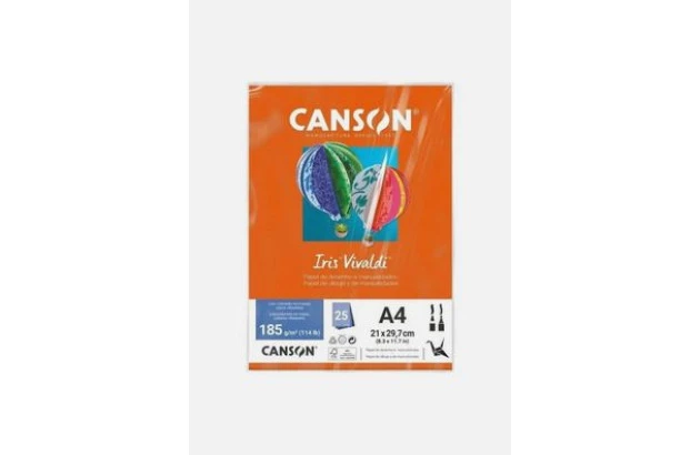 BLOCO COLORIDO NA MASSA DE DESENHO LISO A4 185G/M² LARANJA 25 FOLHAS | CANSON IRIS VIVALDI