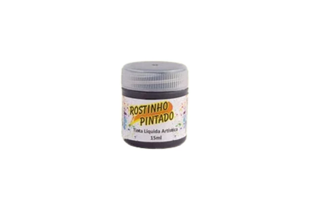 TINTA FACIAL LÍQUIDA ARTÍSTICA 15ML PRETA - ROSTINHO PINTADO 1005