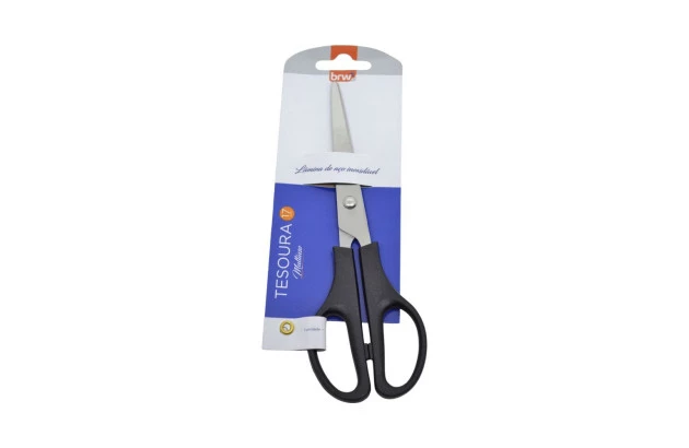 TESOURA ESCOLAR AÇO INOX 17CM PRETA BRW