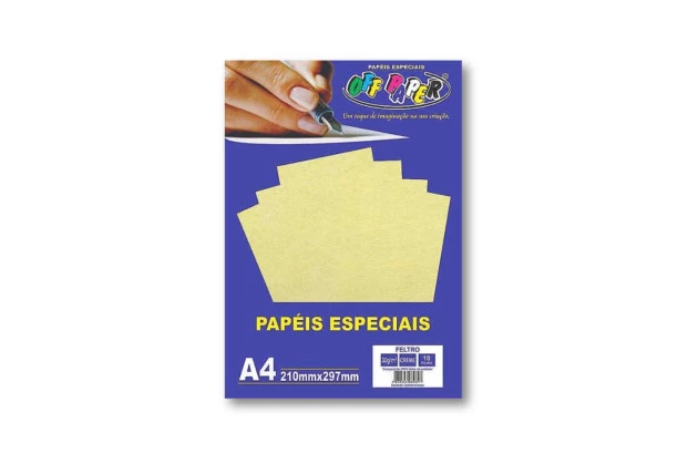 PAPEL FELTRO A4 CREME 30G COM 10 FOLHAS OFF PAPER