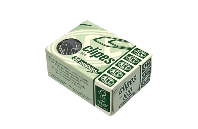 CLIPES 6/0 AÇO GALVANIZADOS PARA PAPEL - CAIXA COM 50 UNIDADES | ACC