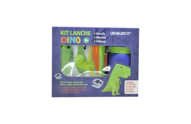 KIT LANCHE DINO SPACE MARMITA 700ML | GARRAFA 460ML | TALHERES LEO&LEO 97831