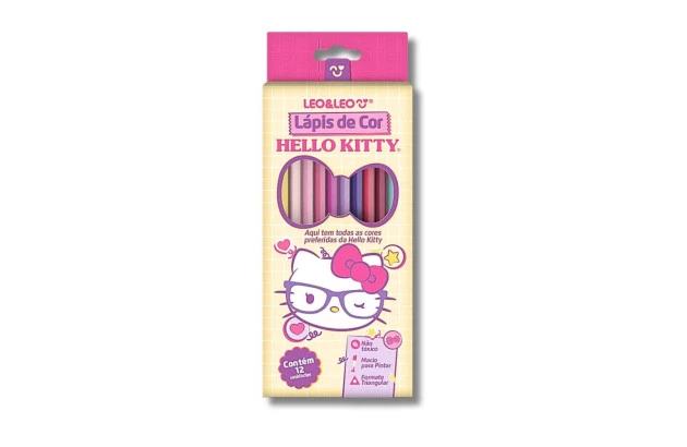 LÁPIS DE COR 12 CORES TRIANGULAR HELLO KITTY LEO&LEO - 10255