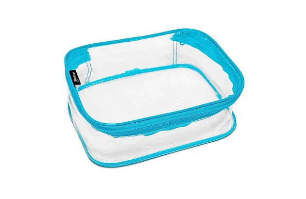 ESTOJO BOX ORGANIZADOR COLORS AZUL PVC CRISTAL 23X18X5CM