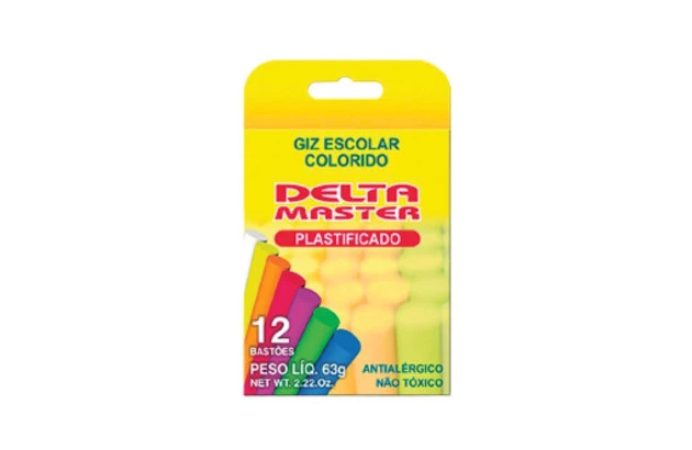 GIZ COLORIDO ESCOLAR PLASTIFICADO 12UND 63G DELTA - 0035