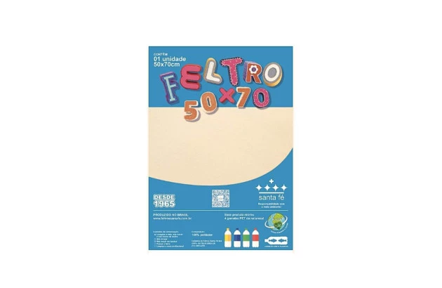 FELTRO LISO BEGE PALHA 180G M2 50X70 BLISTER SANTA FÉ