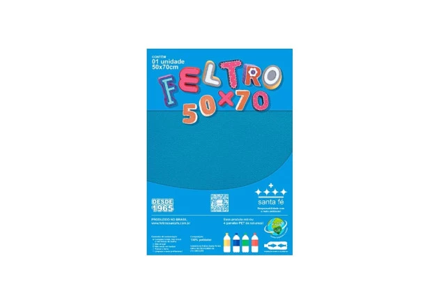 FELTRO LISO AZUL TURQUESA 180G M2 50X70 BLISTER SANTA FÉ
