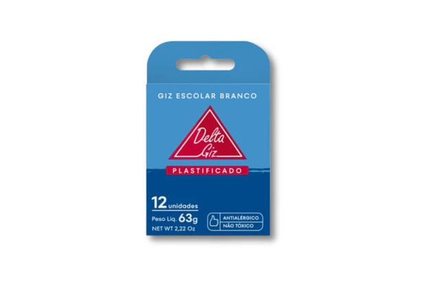 GIZ BRANCO ESCOLAR PLASTIFICADO 12 UND 63G DELTA - 0034
