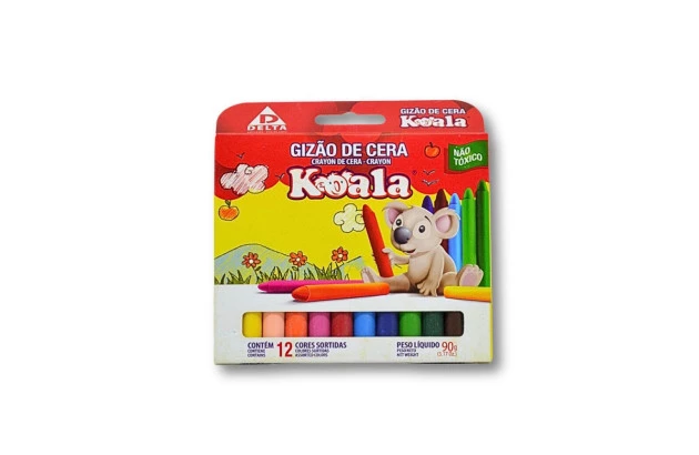 GIZÃO DE CERA 12 CORES 90G KOALA DELTA - 0024