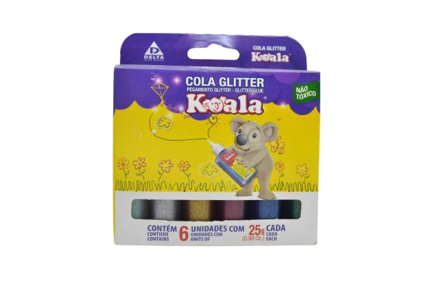 COLA GLITTER 6 CORES 25G 0058 KOALA DELTA