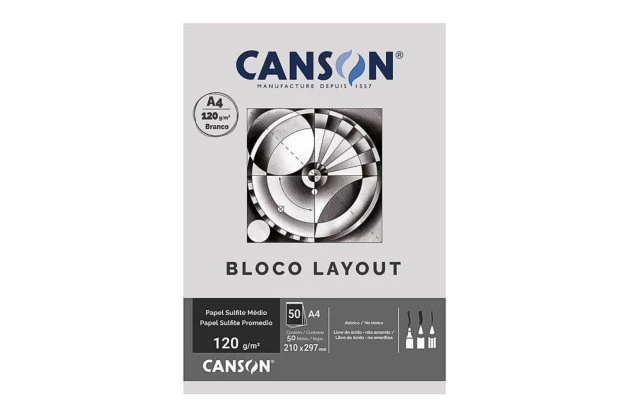 BLOCO LAYOUT CANSON A4 120G/M² BRANCO 50 FOLHAS