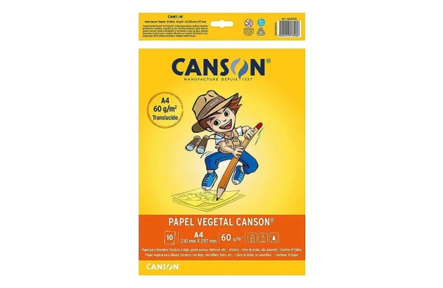 PAPEL VEGETAL A4 60G/M² 10 FOLHAS TRANSLUCIDO– LINHA ESCOLAR CANSON