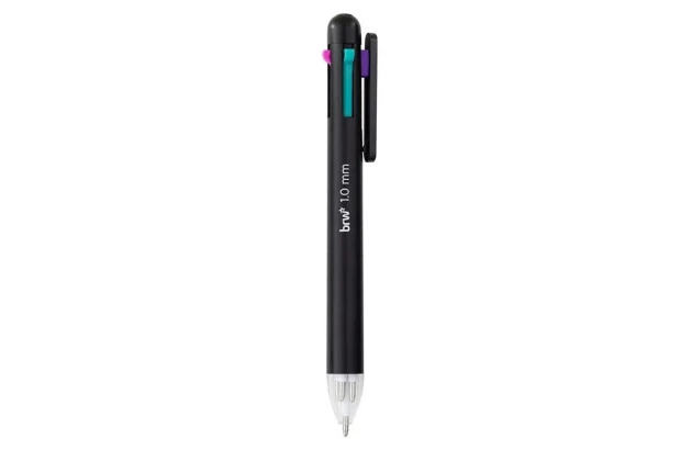 CANETA ESFEROGRÁFICA 1.0 4 CORES NEON RETRATIL | AZUL CLARO/ VERDE/ ROSA/ ROXO - BRW CA0522