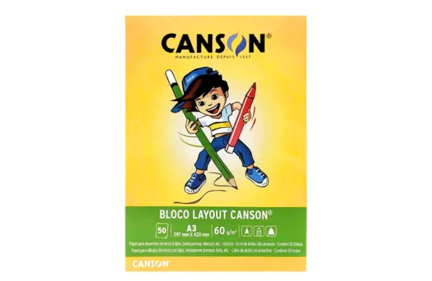 BLOCO LAYOUT A3 60G/M² 50 FOLHAS BRANCO – LINHA ESCOLAR CANSON