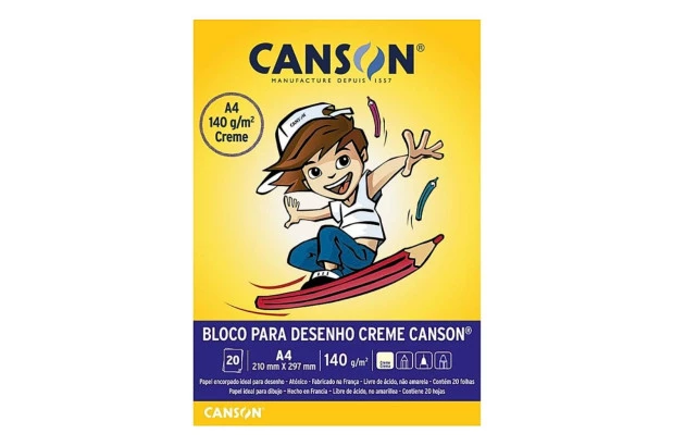 BLOCO DESENHO A4 140G/M² 20 FOLHAS CREME – LINHA ESCOLAR CANSON