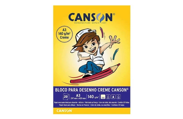 BLOCO DESENHO A4 140G/M² 20 FOLHAS CREME – LINHA ESCOLAR CANSON
