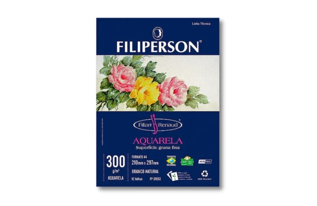 BLOCO AQUARELA TÉCNICO A4 FILIART RENAUD 300G/M² BRANCO 12 FOLHAS - FILIPERSON 1053