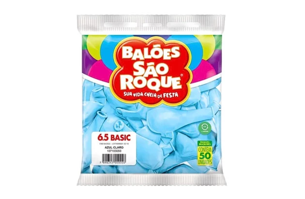 BALÃO LISO 6.5 POLEGADAS AZUL CLARO 50 UNDS SÃO ROQUE