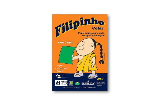 BLOCO PAPEL FILIPINHO COLOR VERDE A4 85G 45 FOLHAS - FILIPERSON 1044