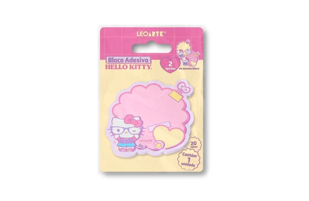 BLOCO ADESIVO HELLO KITTY FORMATO 1 BLOCO 20 FOLHAS 2 ESTAMPAS LEONORA - 10024