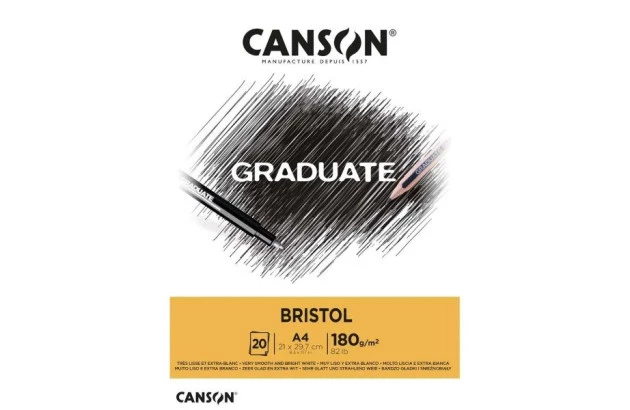 BLOCO GRADUATE BRISTOL A4 180G/ M² 20 FOLHAS BRANCO - CANSON