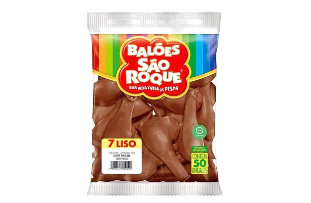 BALÃO LISO 7 POLEGADAS CAFÉ BRASIL 50 UNDS SÃO ROQUE