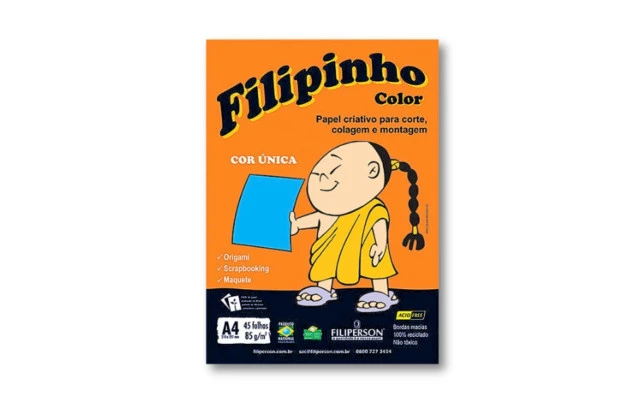 BLOCO PAPEL FILIPINHO COLOR AZUL A4 85G 45 FOLHAS - FILIPERSON 1045
