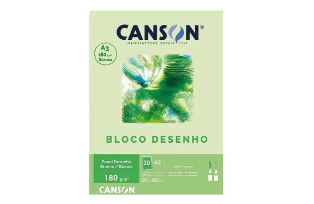 BLOCO DESENHO CANSON A3 180G/M² BRANCO 20 FOLHAS