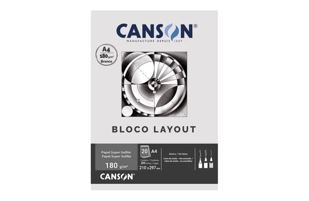 BLOCO LAYOUT CANSON A4 180G/M² BRANCO 20 FOLHAS