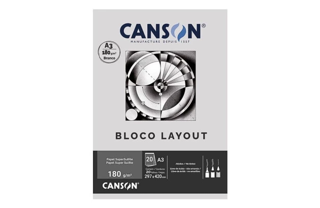 BLOCO LAYOUT CANSON A3 180G/M² BRANCO 20 FOLHAS