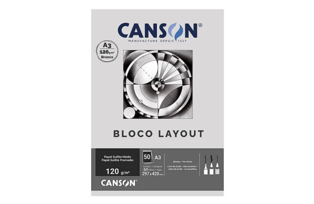 BLOCO LAYOUT CANSON A3 120G/M² BRANCO 50 FOLHAS