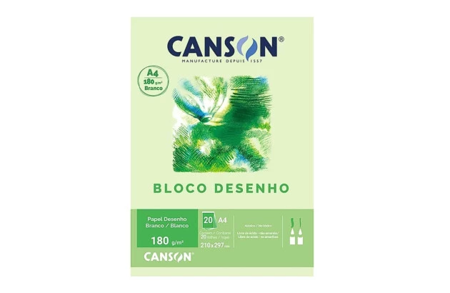 BLOCO DESENHO CANSON A4 180G/M² BRANCO 20 FOLHAS