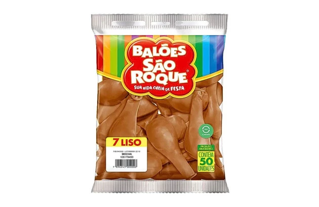 BALÃO LISO 7 POLEGADAS MOCHA 50 UNDS SÃO ROQUE