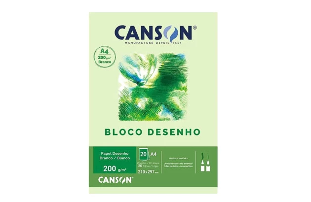 BLOCO DESENHO CANSON A4 200G/M² BRANCO 20 FOLHAS
