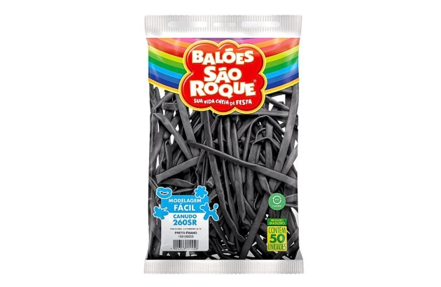 BALÃO CANUDO 260SR PRETO 50 UNDS SÃO ROQUE