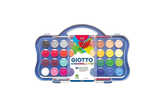 AQUARELA 36 CORES MINI 23MM COM 2 PINCÉIS DE PONTA REDONDA | ACQUERELLI  MINI GIOTTO - 352700