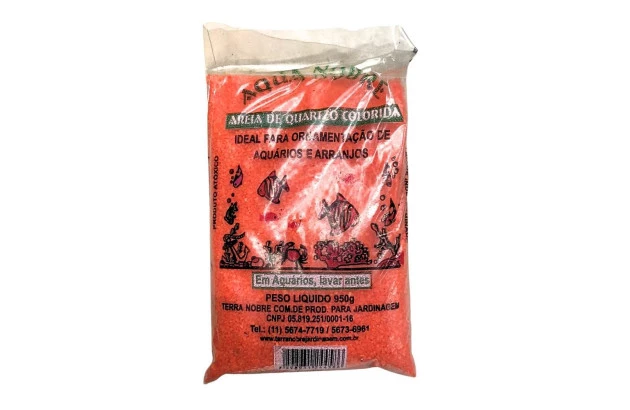 AREIA DE QUARTZO COLORIDA PARA AQUÁRIO LARANJA 950G TERRA NOBRE