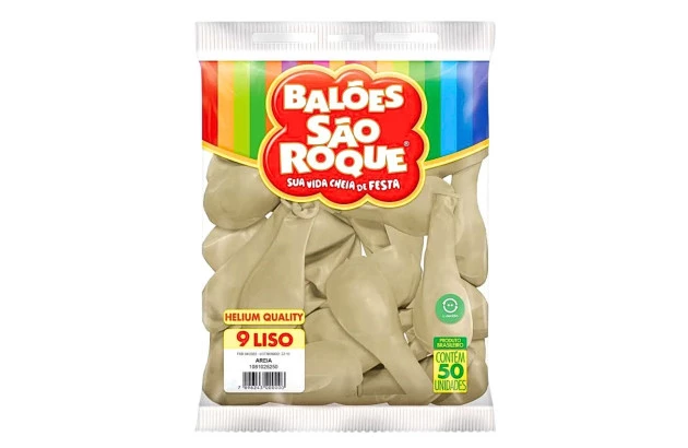 BALÃO LISO 9 POLEGADAS AREIA HELIUM QUALITY 50 UNDS SÃO ROQUE