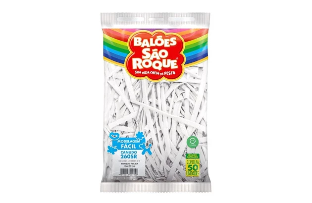 BALÃO CANUDO 260SR BRANCO POLAR 50 UNDS SÃO ROQUE