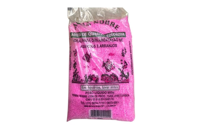 AREIA DE QUARTZO COLORIDA PARA AQUÁRIO ROSA 950G TERRA NOBRE