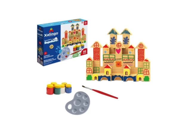 BRINQUEDO EDUCATIVO BRINCANDO DE ENGENHEIRO PAINT 50 PÇS XALINGO