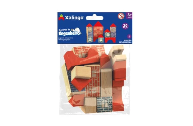 BRINQUEDO EDUCATIVO BRINCANDO DE ENGENHEIRO BLOCOS DE MONTAR 20 PÇS 6813 XALINGO